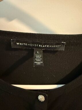 White House Black Market Black Women's Cardigan with Decorative Button